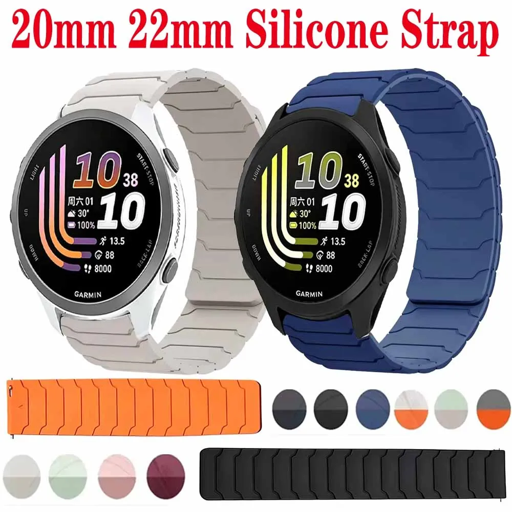 20/22mm Silicone Strap for Garmin Forerunner 170 70 970 570 Magnetic Wristband for Garmin Venu 4 45mm Huawei 5 GT6-5 46mm Correa
