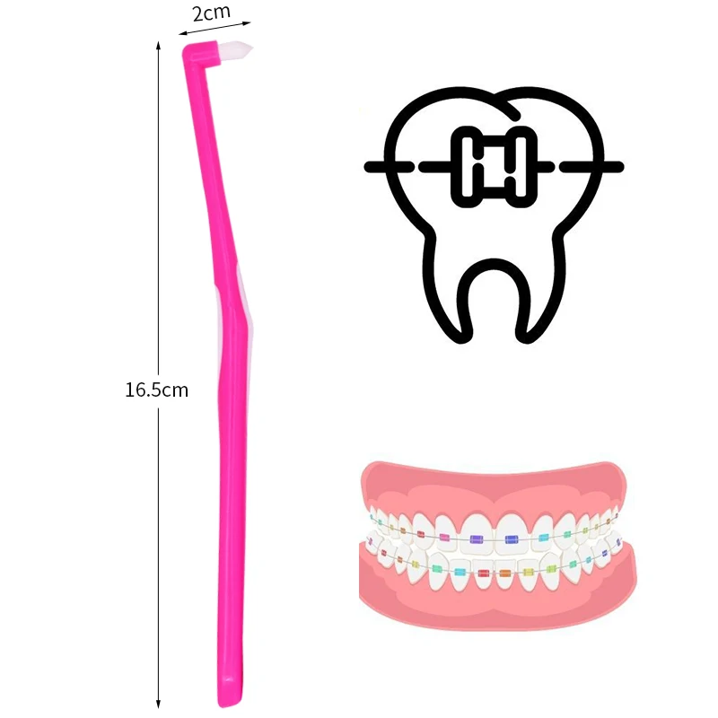 Cepillo de dientes de ortodoncia monobloque, Limpieza de dientes para aparatos de cepillo Interdental, hilo dental, herramienta de cuidado bucal