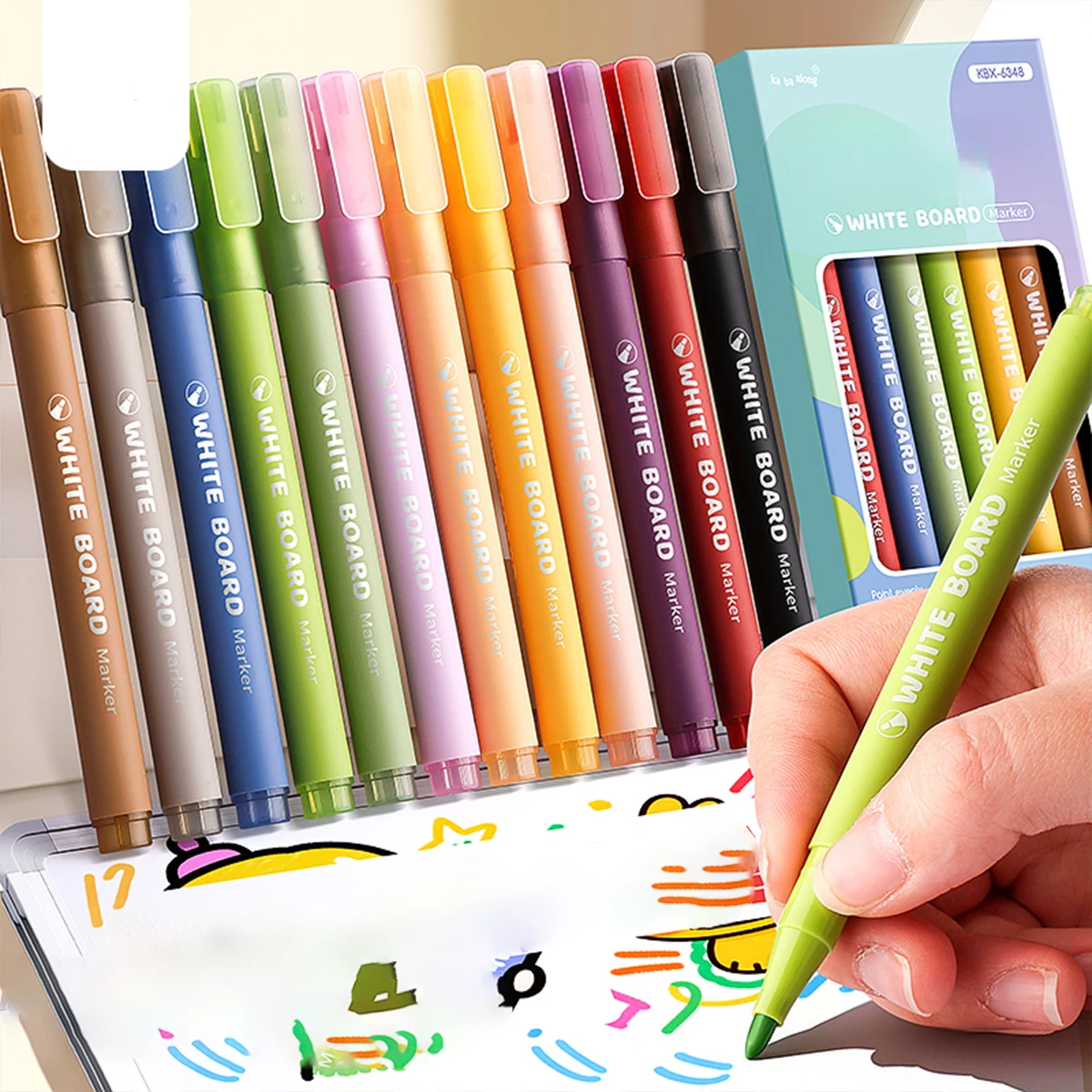 

12pcs Whiteboard Markers Set, Vibrant Colors Smooth Writing Dry Erase Pens for Classroom, Office, Home, School Supplies