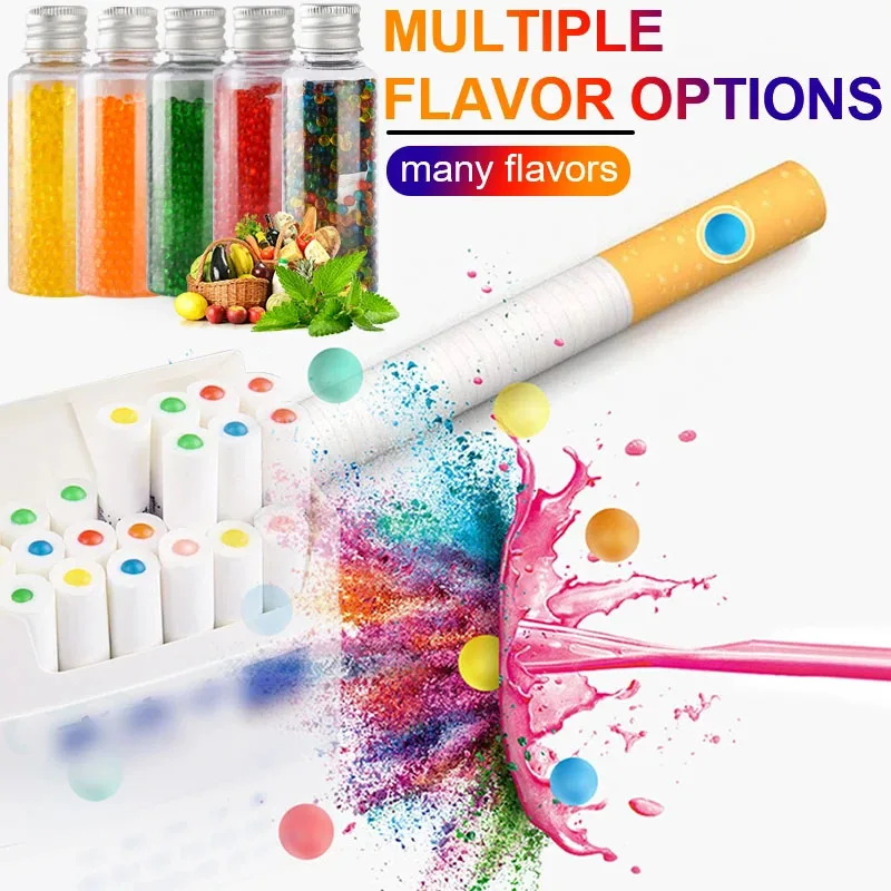 6000Pcs/Box DIY Mixed Fruit Flavours Capsules ball for Smoke Strong mint Cigarette Explosion Beads with Pusher Box Smoking Tools