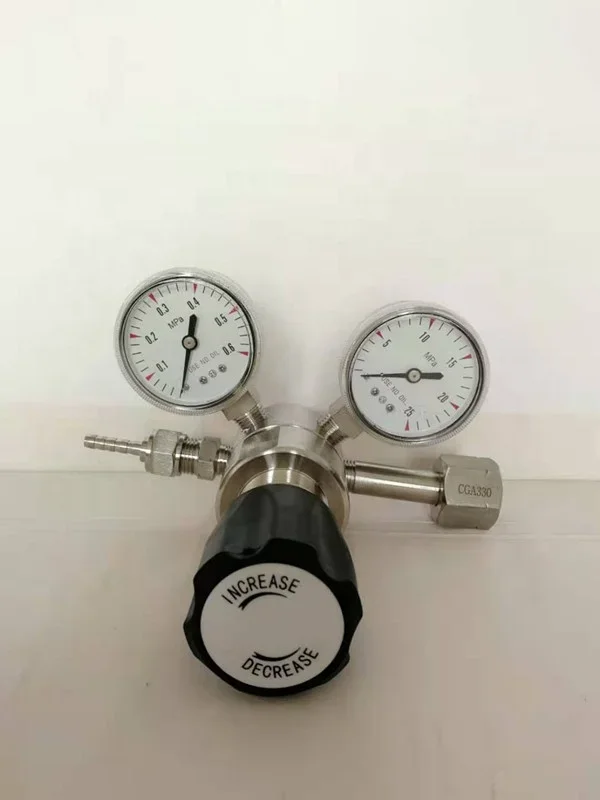 CGA330 nut double gauges SO2 HCL gas regulator for corrosive gas