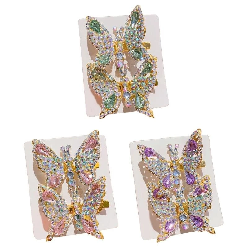 

Butterfly Hair Clip Rhinestones Hair Barrettes Metal Alloy Hair Clip Fashion Hair Pins Hair Accessories for Baby Girls G2TD