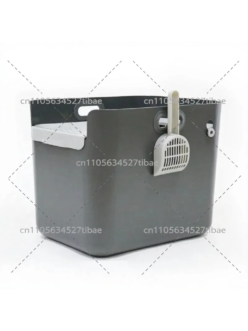 Large Semi-Enclosed Top Entry Cat Litter Box with Anti-Splash Design, Odor Control Toilet for Big Cats