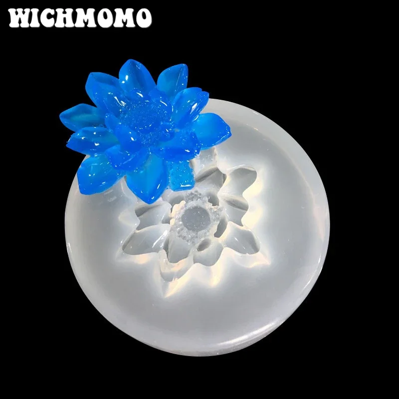 

Новинка, 1 шт., подвески в виде цветка лотоса, сделай сам, прозрачные УФ-смола, жидкие силиконовые комбинированные формы для изготовления сережек, ювелирных изделий