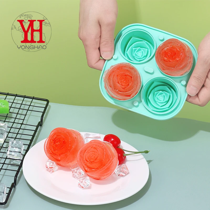 3D Silicone Rose Ice mold Silicone Ice Cube Molds for Whiskey Cocktails Beverages Iced Tea Rose Flower Shape Mold