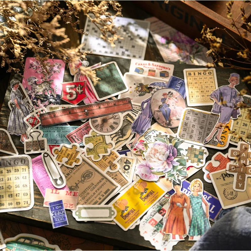 66pcs Vintage Lady Paper Doll Stickers Pack Collage Junk Journal Planner Label Bingo Stickers Deco Album Scrapbooking Material