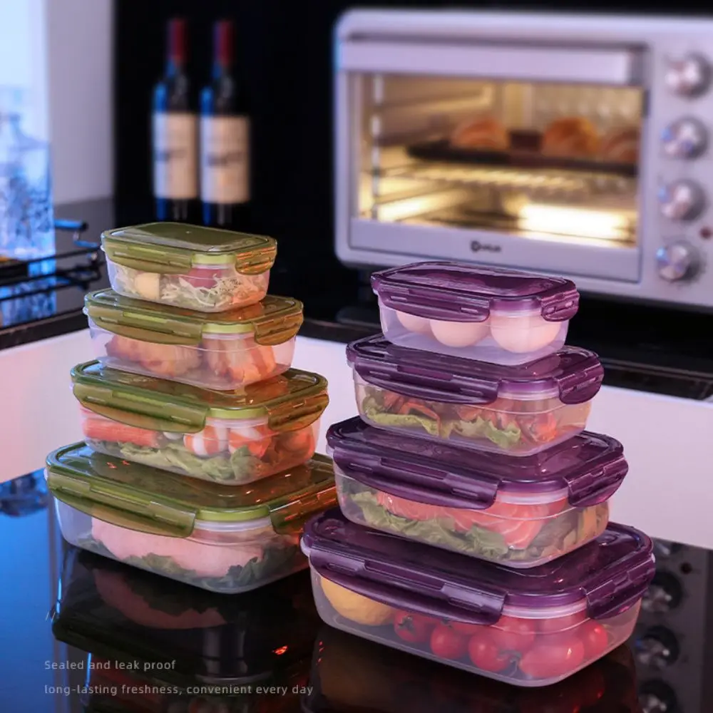 1PC Sealed Rectangular Refrigerator Storage Box Plastic with Lid Food Containers Stackable Microwave-heated Lunch Boxes