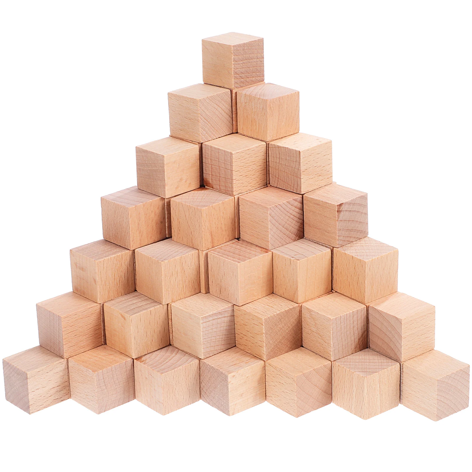 100 Pcs Solid Wood Building Blocks Wooden Puzzle No Paint Squares Crafts Carving Blank Shapes Small