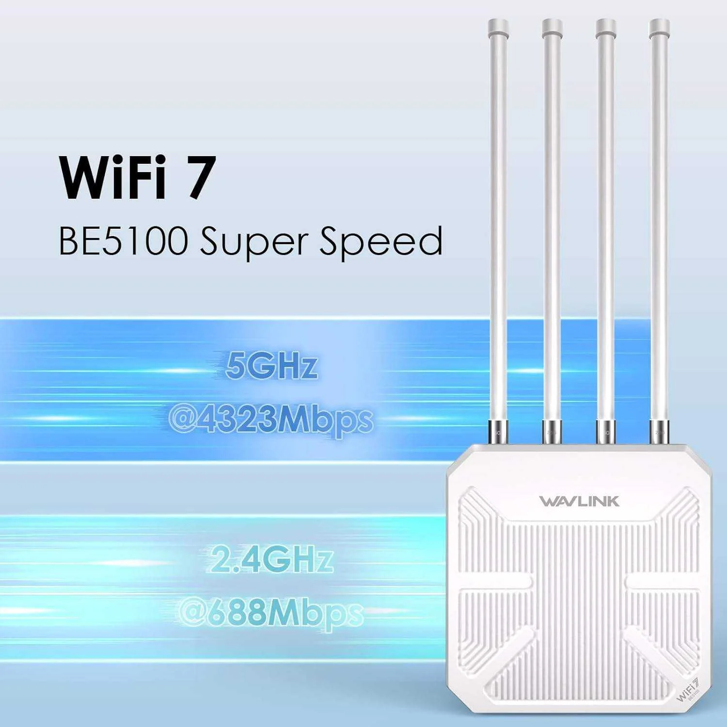 

WAVLINK WiFi 7 Уличный Mesh-роутер дальнего действия BE5100, двухдиапазонный, IP67, высокоскоростной, водонепроницаемый и пыленепроницаемый, с антеннами 8dBi с высоким коэффициентом усиления