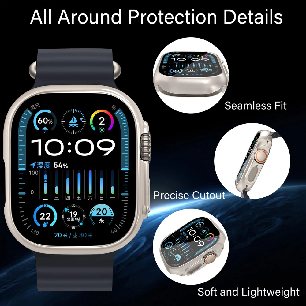 Tempered Glass+case For Apple Watch Ultra 49mm smartwatch PC Bumper Screen Protector film cover apple watch Ultra 2 Accessories image 3