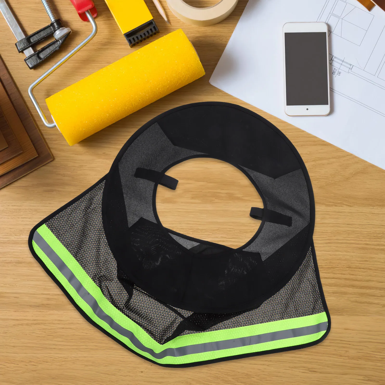 

Hard Hat Sun Shade Cover Full Brim Neck Protector Breathable Mesh Fabric Reflective Strips Enhanced Visibility Construction Site