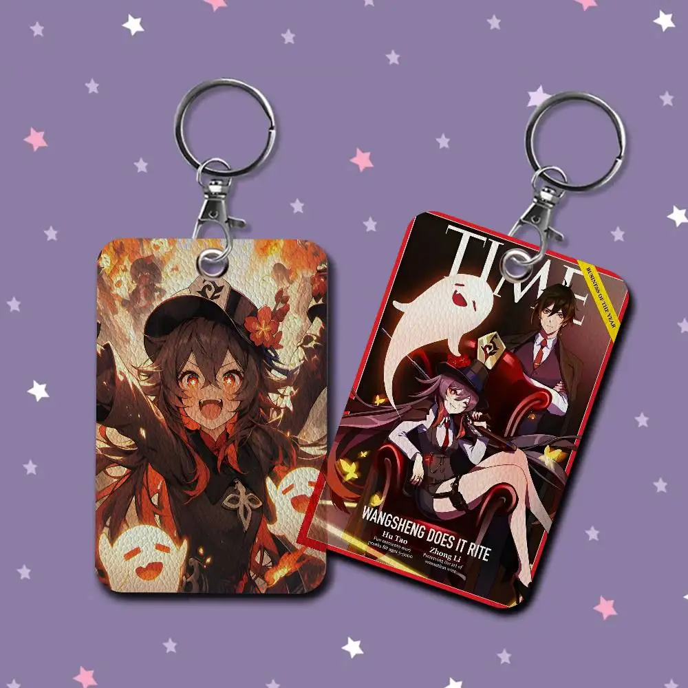 حامل بطاقات مطبوع شخصي من Hu Tao Genshin Impact Wiki مناسب لحامل بطاقات الباب للفتيات وسلسلة مفاتيح حامل شارة للنساء #5