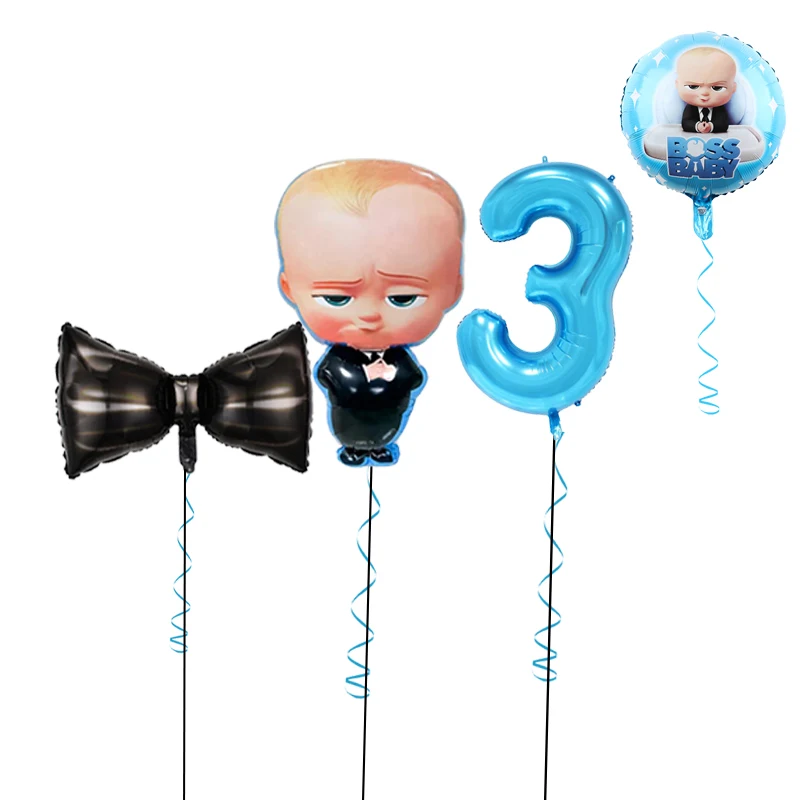 1 set di palloncini a tema Boss Baby con papillon nero Neonato Doccia Palloncino ad elio Compleanno Genere Rivela Decorazione del partito