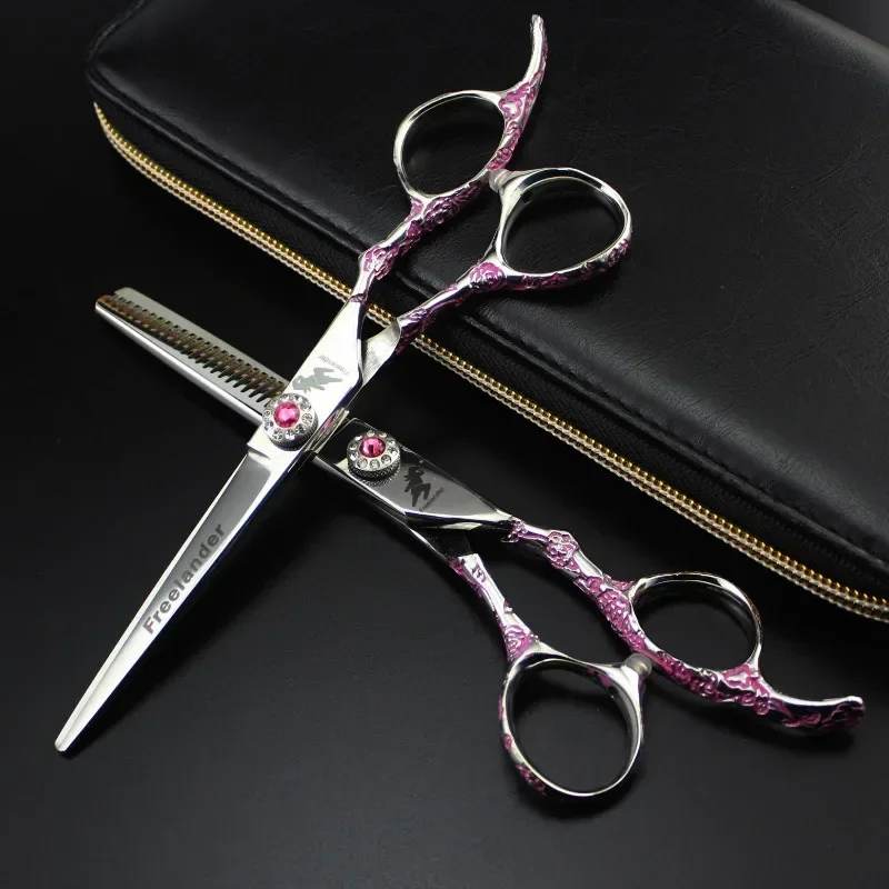 

6'' Hairdressing Scissors, Hair Salon Thinning Shears, Cutting Barber Cut Hair, 440c Steel Pink Plum