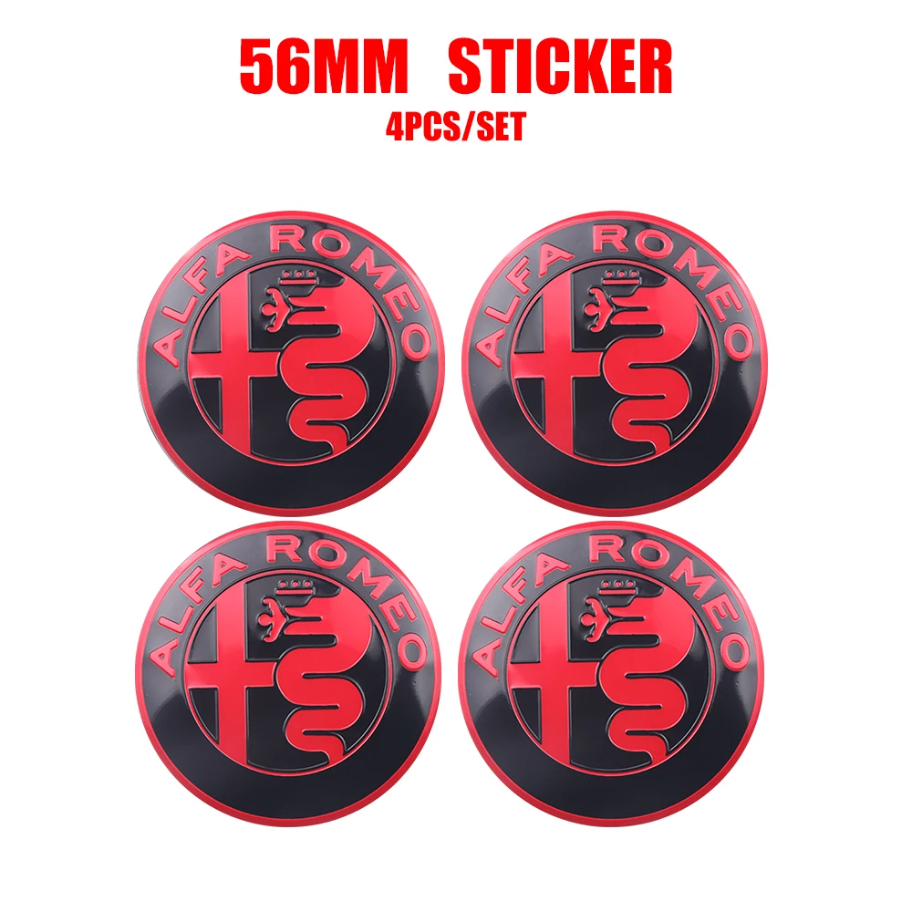 4pcs/set 56mm Car Wheel Center Hub Caps Stickers Auto Decoration Accessories For Alfa Romeo Giulietta GT 159 147 156 Mito Brera