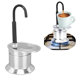 50ML Single Tube Moka Pot Cup Aluminum Alloy Spout Stovetop Italian Coffee Maker for Outdoor Parties Travel Kitchen Accessories