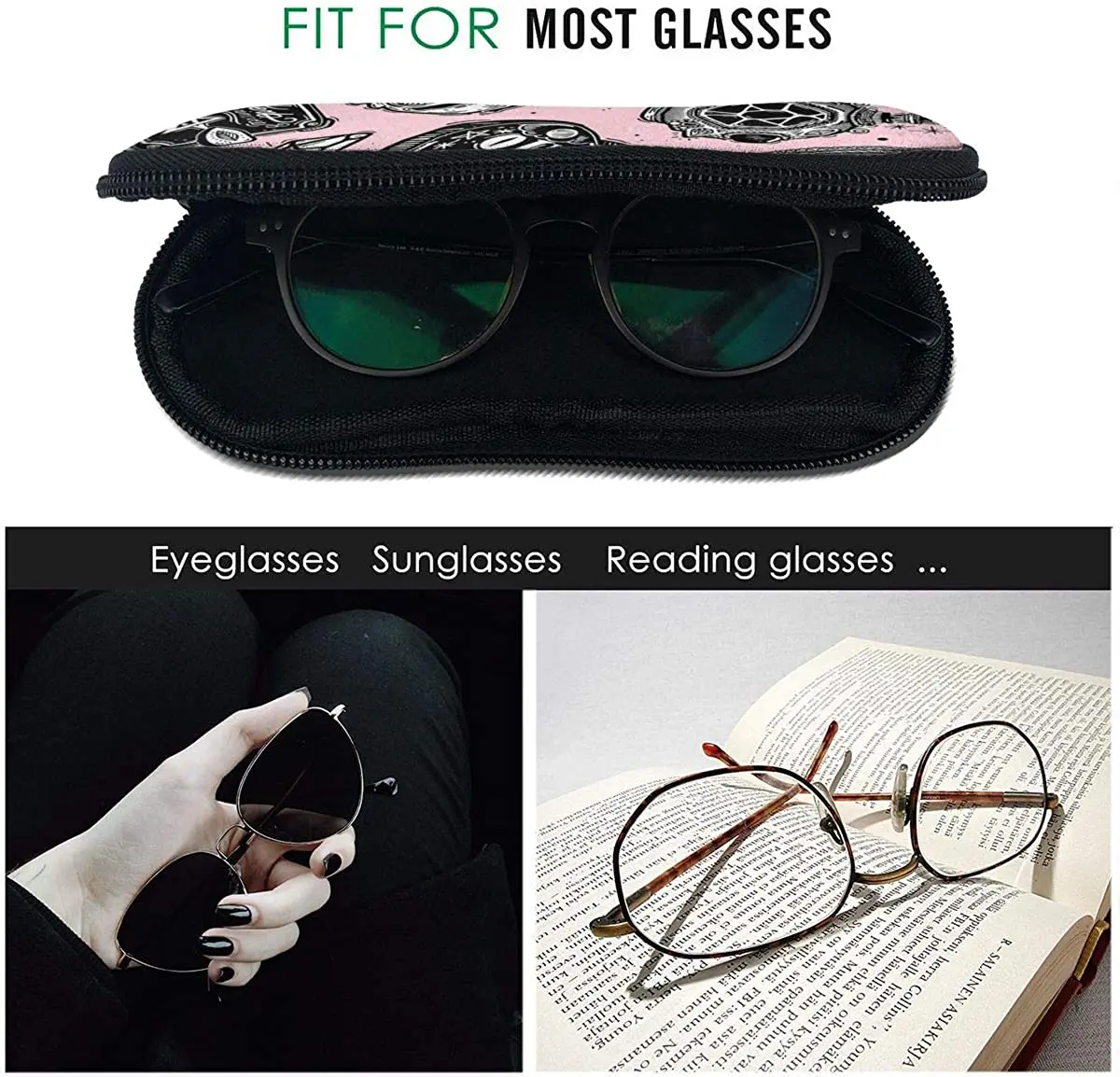 Witch Witchy Sunglasses Case for Men Women, Ultra Light Soft Portable Zipper Glasses Case Eyeglass Pouch with Belt Clip image 4