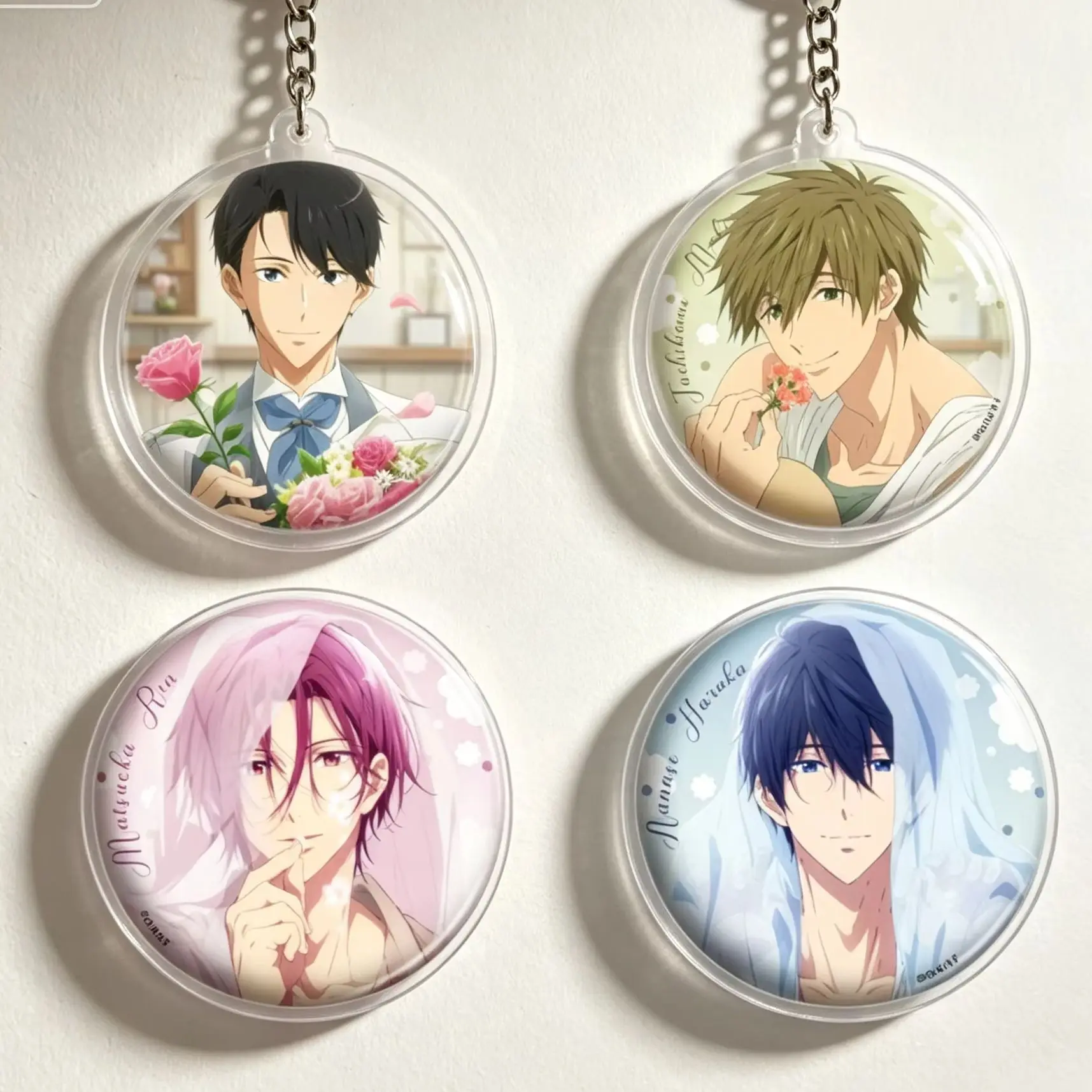 TV Anime High Speed! -Free! Starting Days Ikuya Kirishima Circle Acrylic Pendant Keychains Bag Decorations About 6CM