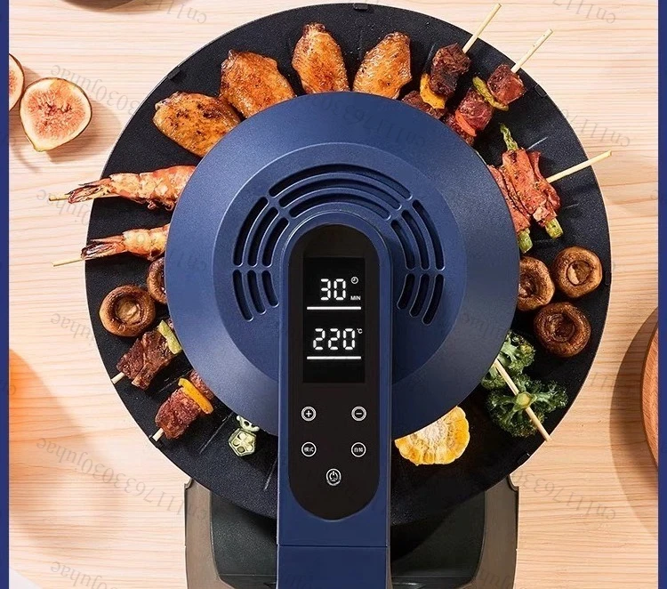 Household Infra-red Electric Grill Pan with Automatic Rotating Electric BBQ, Korean Style Light Wave Grill