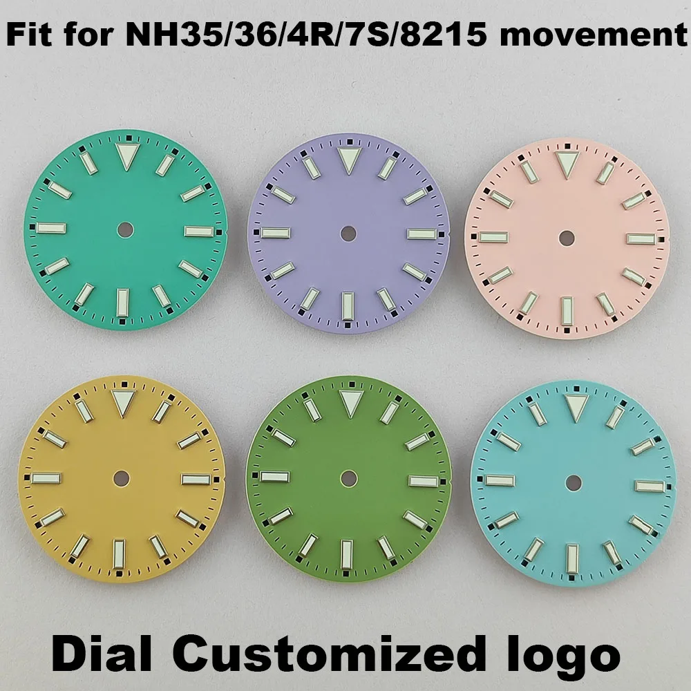 NH35 watch dial Morandi purple pink green dial suitable for NH35/NH36/4R/7S/8215 movement custom logo dial accessories