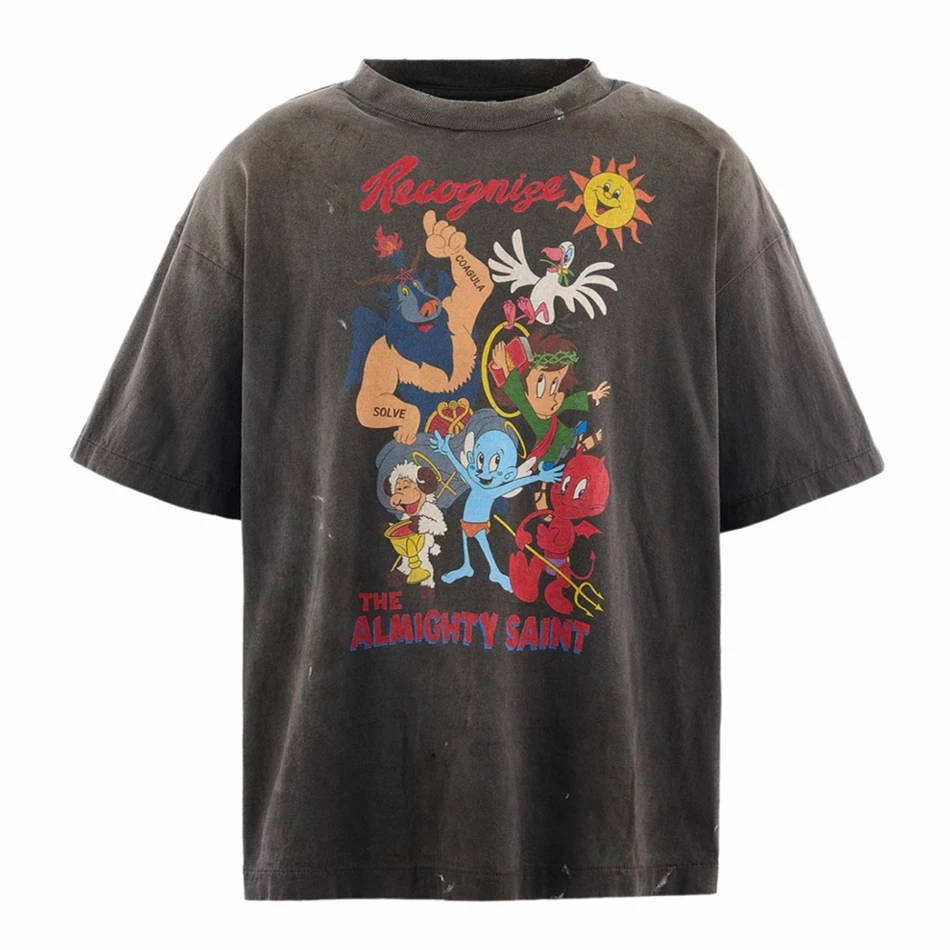 SAINT Cartoon Angel Devil T Shirt Men Women 2026ss Tee Tops T-Shirt