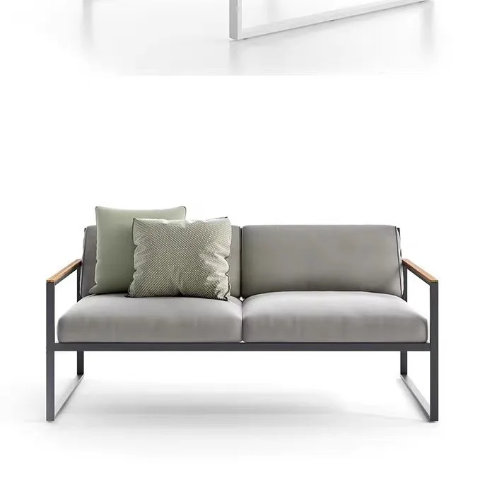 Factory Direct 2026 Outdoor Leisure Aluminum Mesh Teak Sofa Courtyard Villa Open-air Garden Waterproof