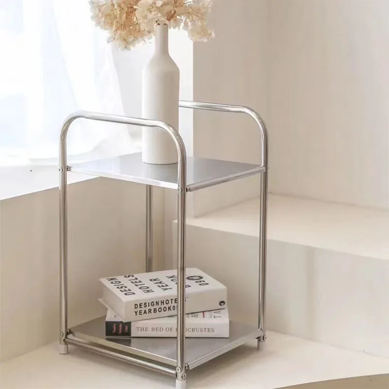 

2 Tier Stainless Steel Storage Rack Multi-Layer Utility Cart Storage Shelves For Home Kitchen Bedroom Bathroom Organizer Shelf