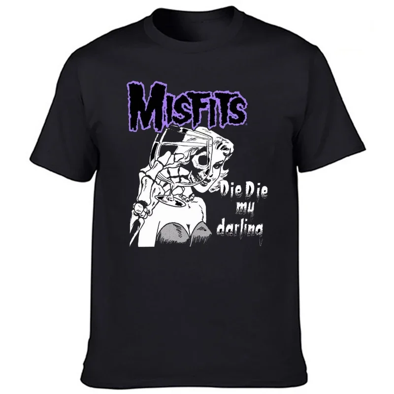 The Misfits I Want Your Skulls T Shirt Punk Rock Band Tee Harajuku Male Vintage Graphic Tops Hip-hop Streetwear Men Clothing