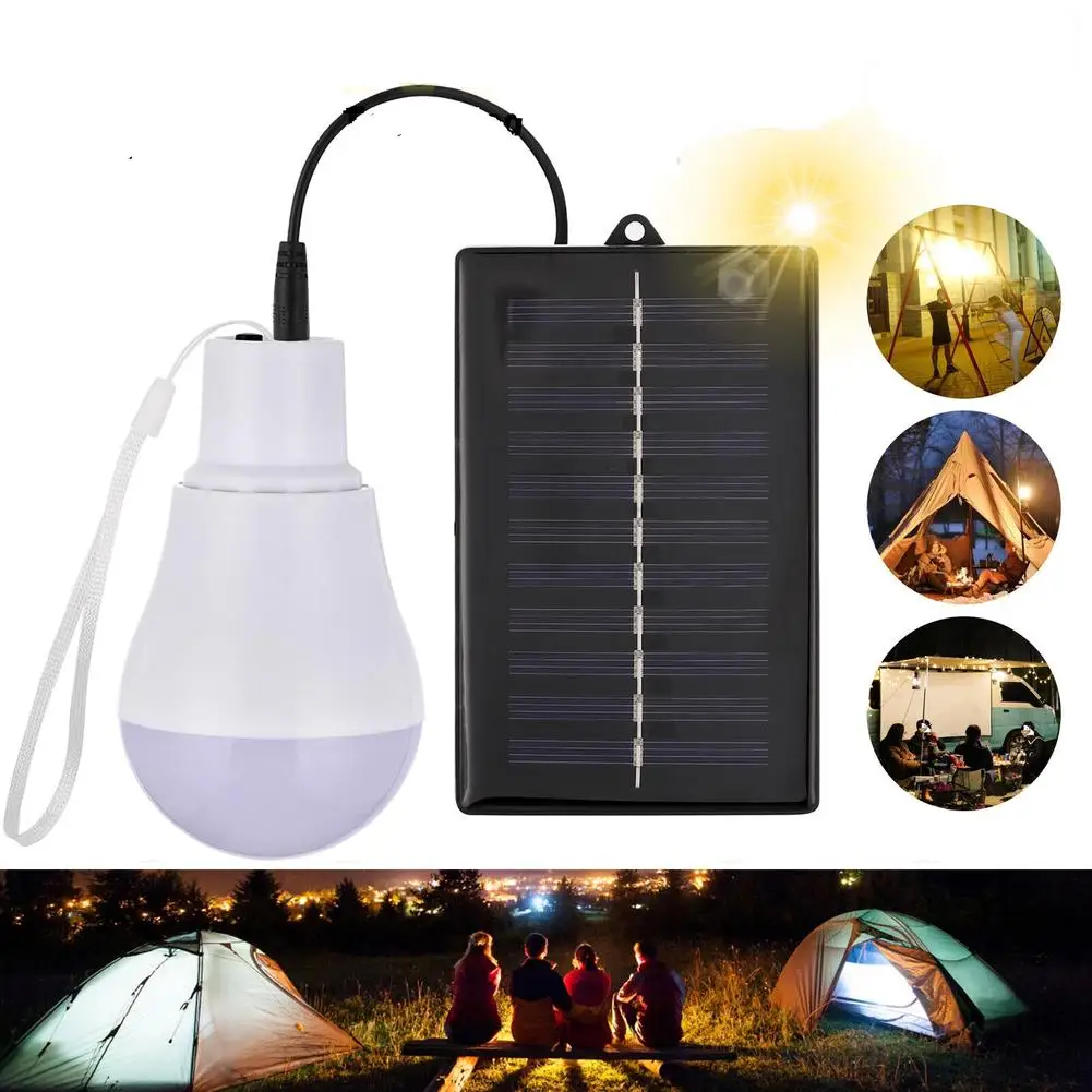 Outdoor LED Solar Lamp Bulb Waterproof Portable Solar Garden Hanging Light Hiking Fishing Emergency Lights