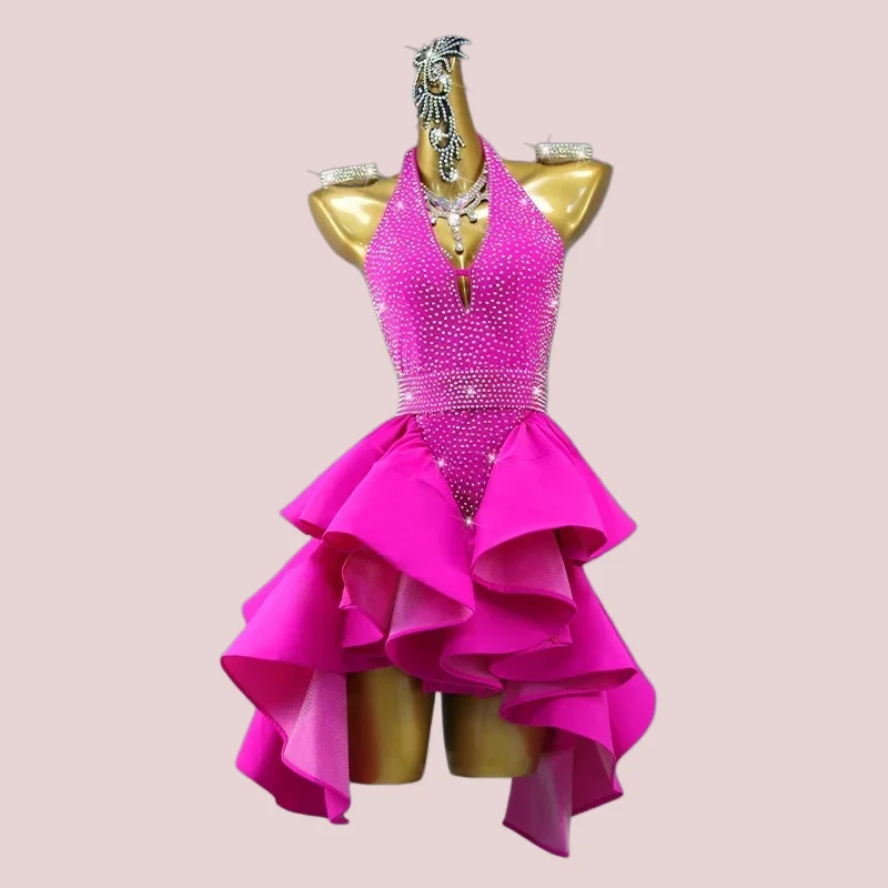Vestidos de Competición de Baile Latino, Ropa de Baile, Falda, Top para Mujer, Traje Urbano de Salón de Baile, Disfraz Sexy para Chicas, Ropa Deportiva para Fiestas
