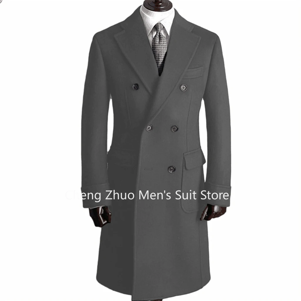 Formal Comfy Men's Winter Jacket Notched Lapel Trench Coat Double Breasted Ceremony Banquet Business Men's Winter Jacket