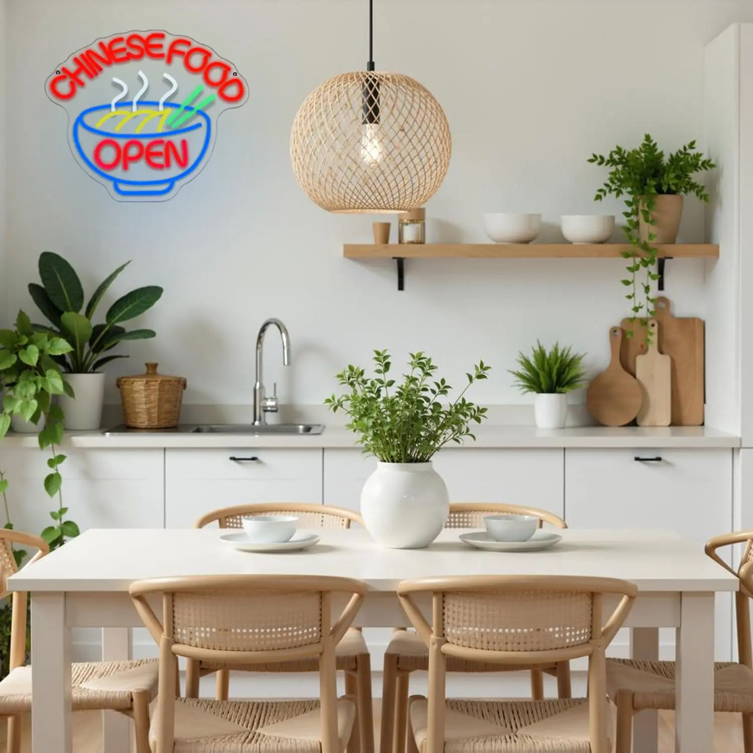 CHINESE FOOD Neon Sign Ramen Neon Light Open LED Dimmable for Restaurant Business Store Shop Kitchen Home Room Wall Decor