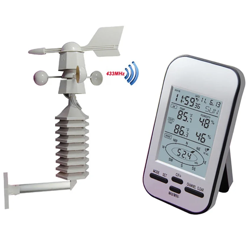 

Professional Wireless Weather Station Anemometer Out Wind Speed Direction Sensor Digital Wind Chill Temperature Humidity Meter