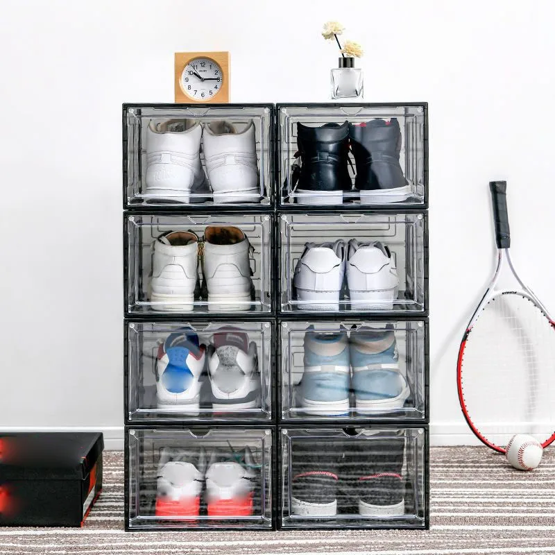 2026 Plastic Transparent Drawer Shoe Box Shoe Storage Box Household Square Large Capacity Shoe Box Simple Box Storage Box LJ551