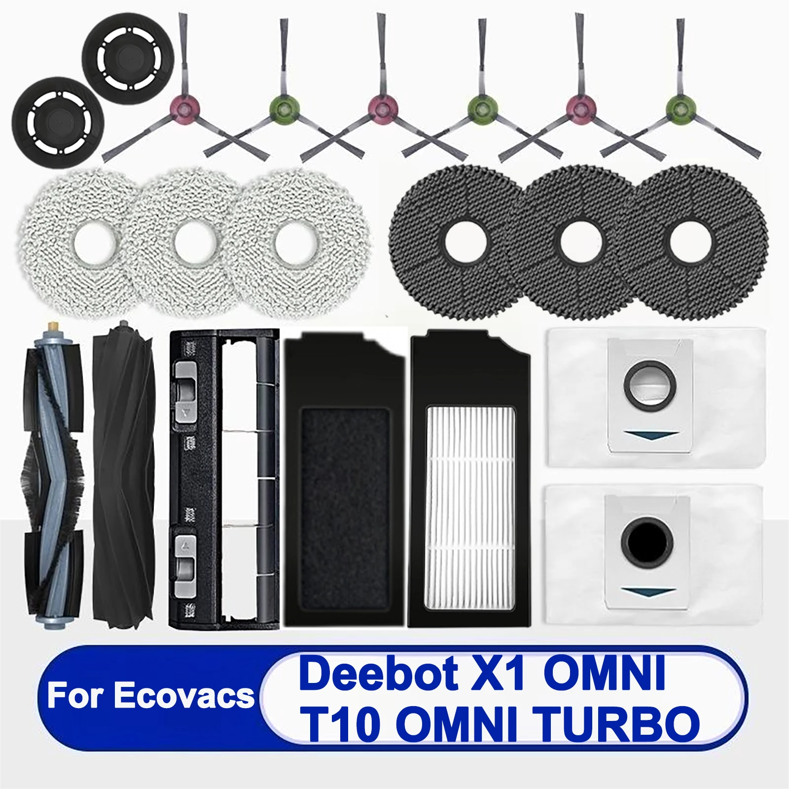 

Ecovacs Deebot X1OMNI，T10OMNI，TURBO Robot Vacuum Cleaner Spare Parts：Roller Main Side Brush，Mop，Dust Bag，Hepa Filter Accessories