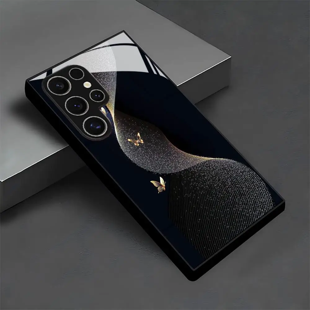 

Cool black patgtern glass Phone Case For Samsung Galaxy S26 S25 S24 S22 S23 Ultra S21 S20 Plus 5G Frosted Non-Slip Full Cover
