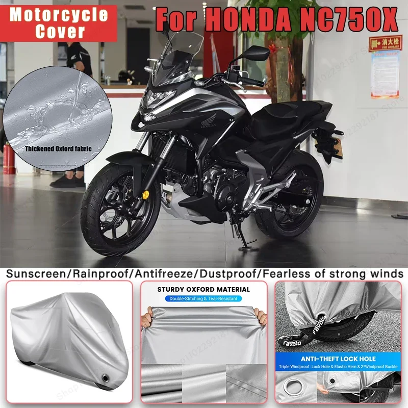 

Чехол для мотоцикла HONDA NC750X без ушков (без отверстий для зеркал) - Полная защита кузова на открытом воздухе, водонепроницаемый, пылезащитный, солнцезащитный аксессуар
