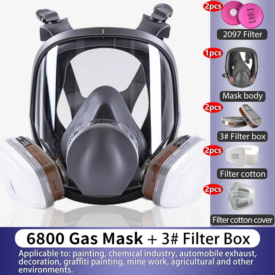 

Полнолицевые респираторы/газовые маски могут эффективно защищают от токсичных газов и пыли; Подходят для химической и покрасочной промышленности.