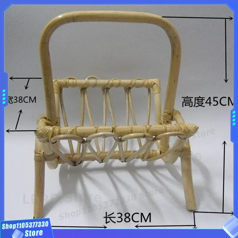 Natural Rattan Woven Magazine Rack Floor Standing Newspaper Holder Book Display Stand for Living Room Home Decor Storage