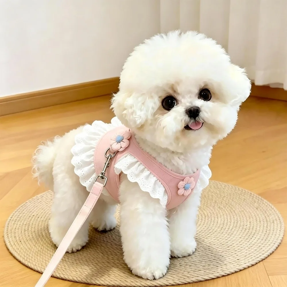 Adjustable Straps Harness And Leash Set Breathable Material Universal Fit Puppy Kitten Harness Soft Nylon Pet Chest Strap
