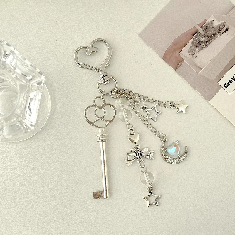 Exquisite Y2k Blue Moon Bag Charm Keychain Ins Style Pendant Jewelry Phone Headphone Case Charms Backpack Accessories Gift