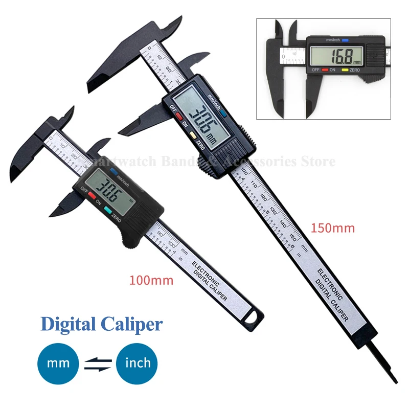 

100mm 150mm Electronic Digital Caliper Carbon Fiber Dial Vernier Gauge Micrometer Measuring Tool Digital Ruler for WatchBand