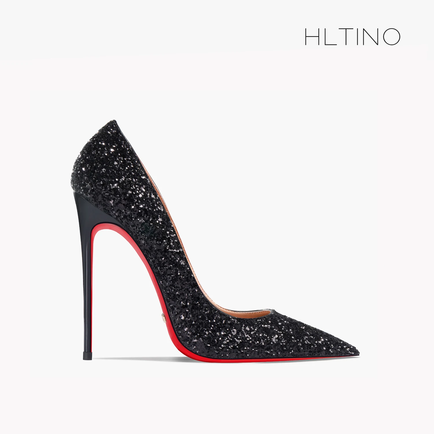 

HLTINO 12cm Super Sexy Red Bottom Heels Women Silver Black Evening Dress Shoes Wih Sequins Fashion Spring Autumn Pumps