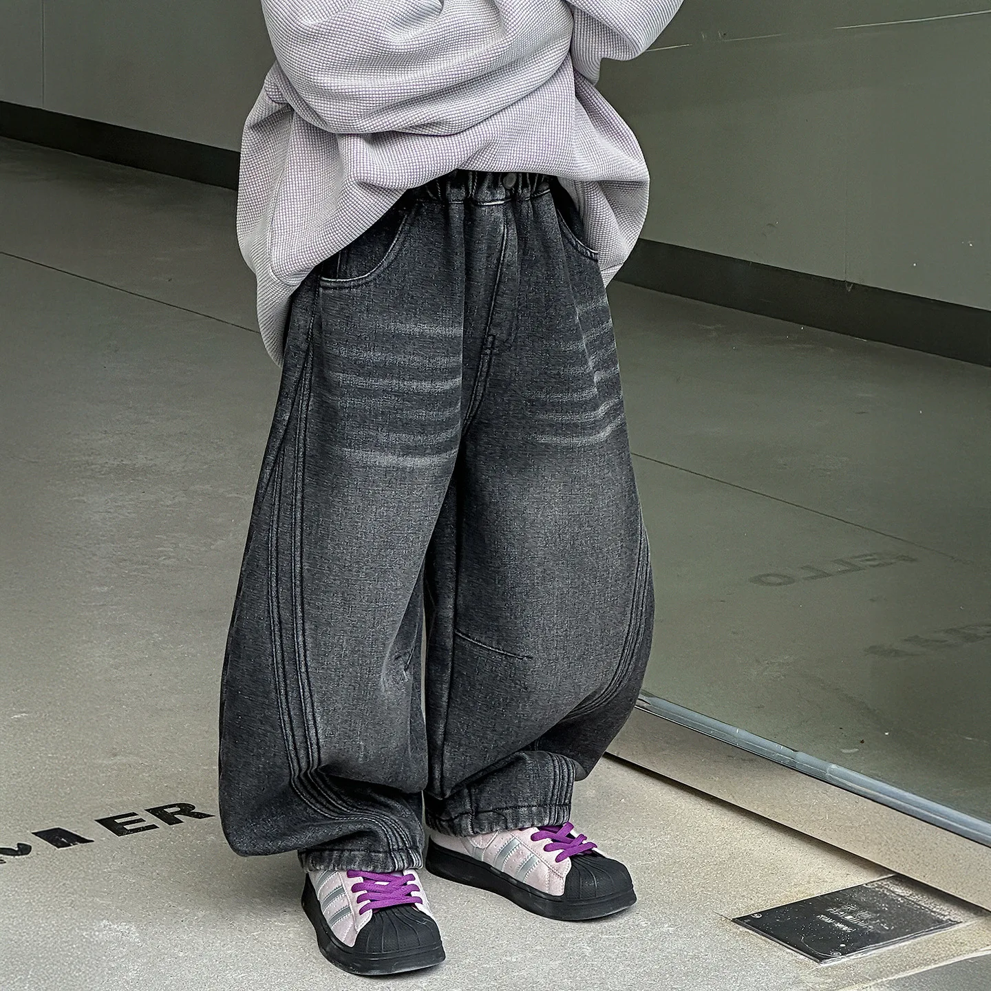 Children Clothing Boys Fashionable Casual Retro Fleece Jeans 2025 Autumn Winter New Boys Korean Style Warm Versatile Jeans