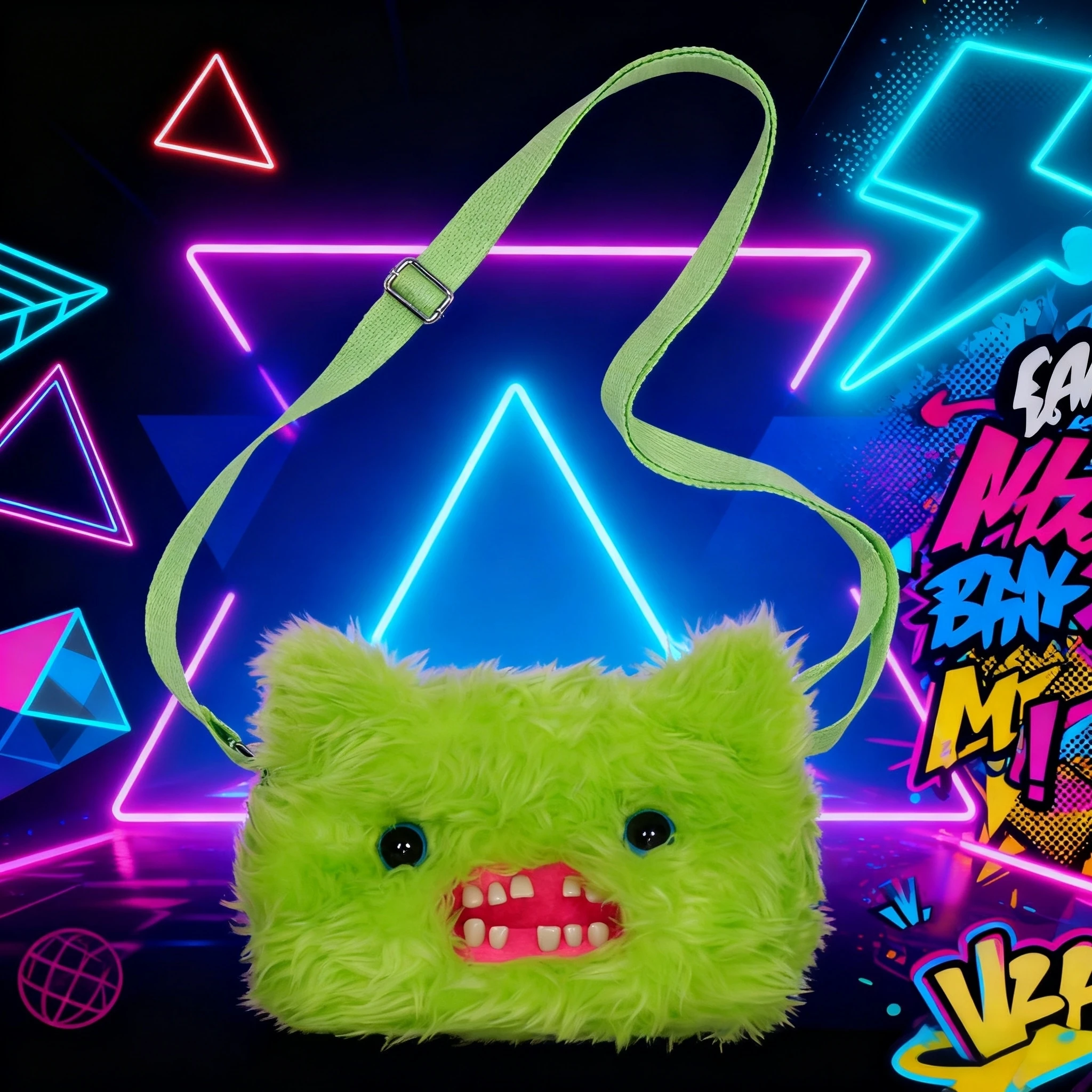 Fugglers Hässliches Zahnmonster Flauschige Umhängetaschen Niedliche Fugg Plüsch-Geldbörse Schulter-Rucksack Portemonnaie für Mädchen Jungen Cartoon-Tier 22CM – Detail 28