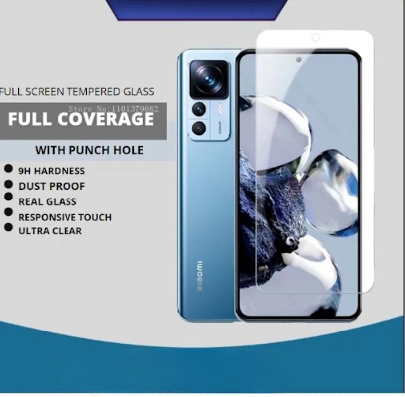 XIAOMI MI 13 12T PRO VOLLSTÄNDIGER Displayschutz aus klarem gehärtetem Glas mit Lochloch