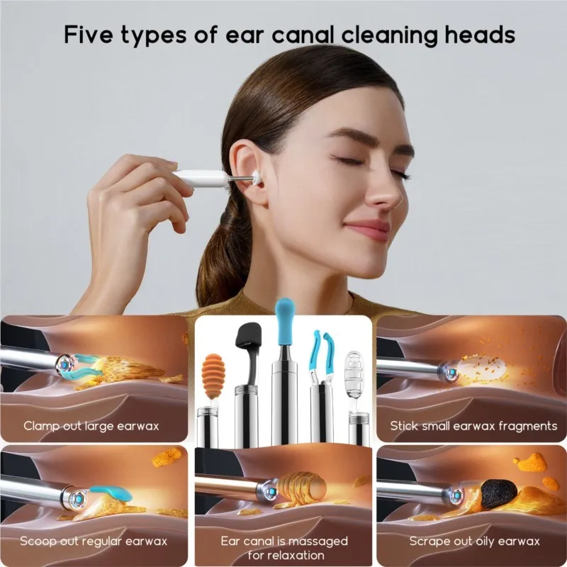 Visual Ear Cleaner Ear Wax Remover AI Earpick Tweezers Kit for Family Children Elderly and Lover Health Care