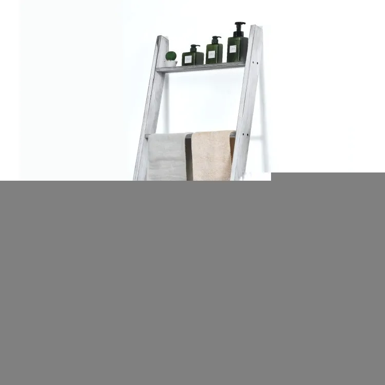 

4-ярусная настенная деревянная полка-стремянка для полотенец и пледов для ванной и гостиной