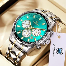 PENGAGAR Luxury Quartz Watch For Man Sports Men Watch Waterproof Luminous Stainless Steel Chronograph Men's Watches Clock Reloj