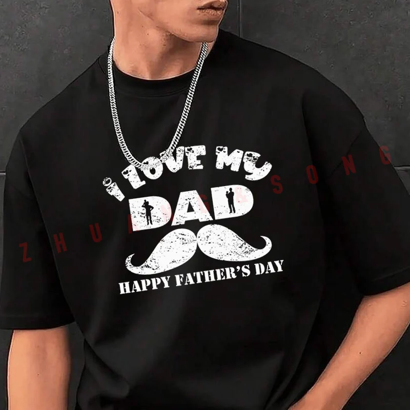 

I Love My Dad Father Day TShirt Vintage Clothes Plain Mens Funny T Shirts Casual Clothing Harajuku